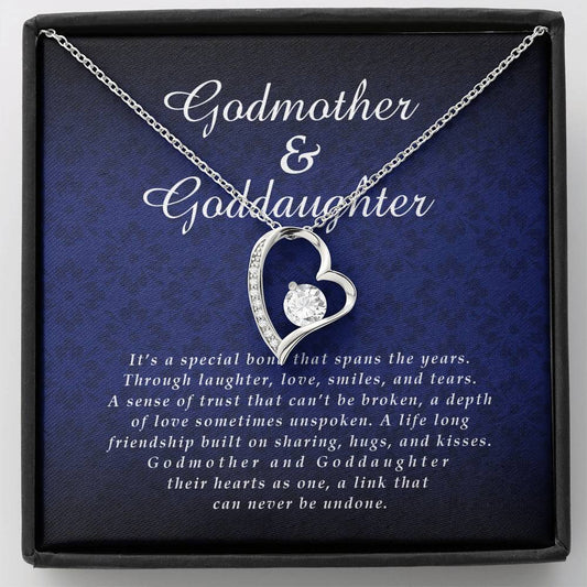 Forever Heart Necklace, Godmother and Goddaughter Jewelry Card