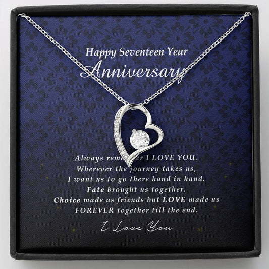 Forever Heart Necklace, Seventeen Year Anniversary Gift