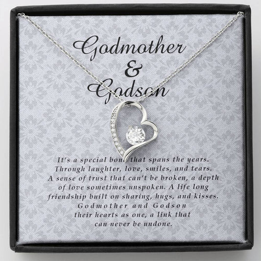 Godmother and Godson Jewelry Card, Forever Heart Necklace