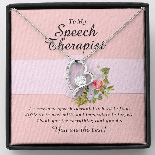 Forever Heart Necklace, Speech Therapist Jewelry Card