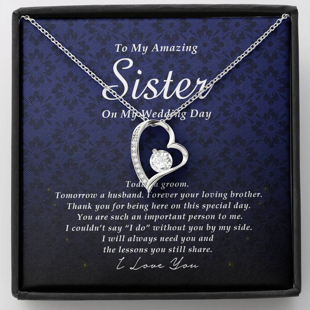Forever Heart Necklace, To My Sister on My Wedding Day, Gift from Groom, Wedding Gift from Brother