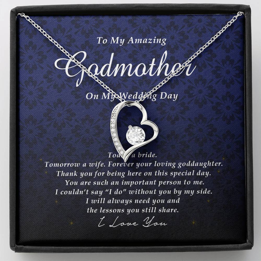 Forever Heart Necklace, To My Godmother on My Wedding Day, Gift from Bride, Wedding Gift from Goddaughter