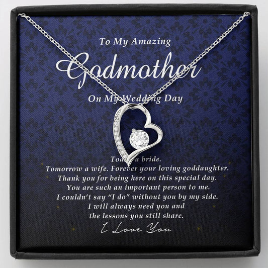 Forever Heart Necklace, To My Godmother on My Wedding Day, Gift from Bride, Wedding Gift from Goddaughter