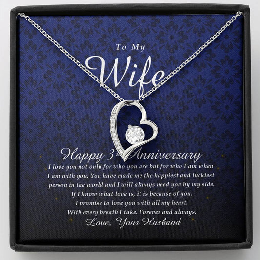 Forever Heart Necklace, Happy 3rd Anniversary