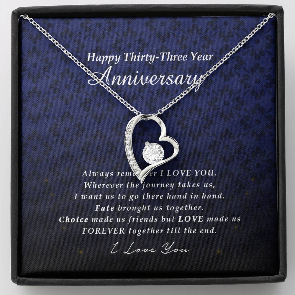 Forever Heart Necklace, Thirty Three Year Anniversary Gift