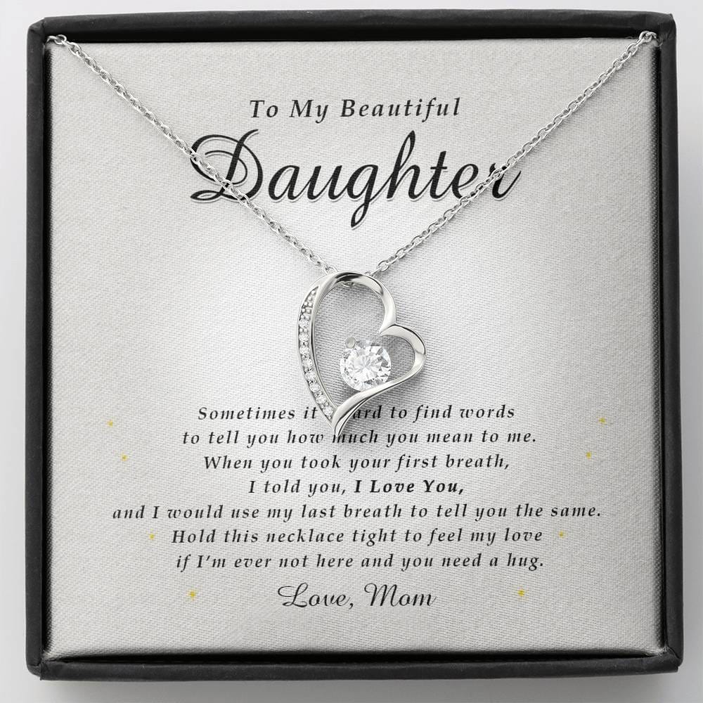 Forever Heart Necklace, To My Beautiful Daughter, With Love From Mom