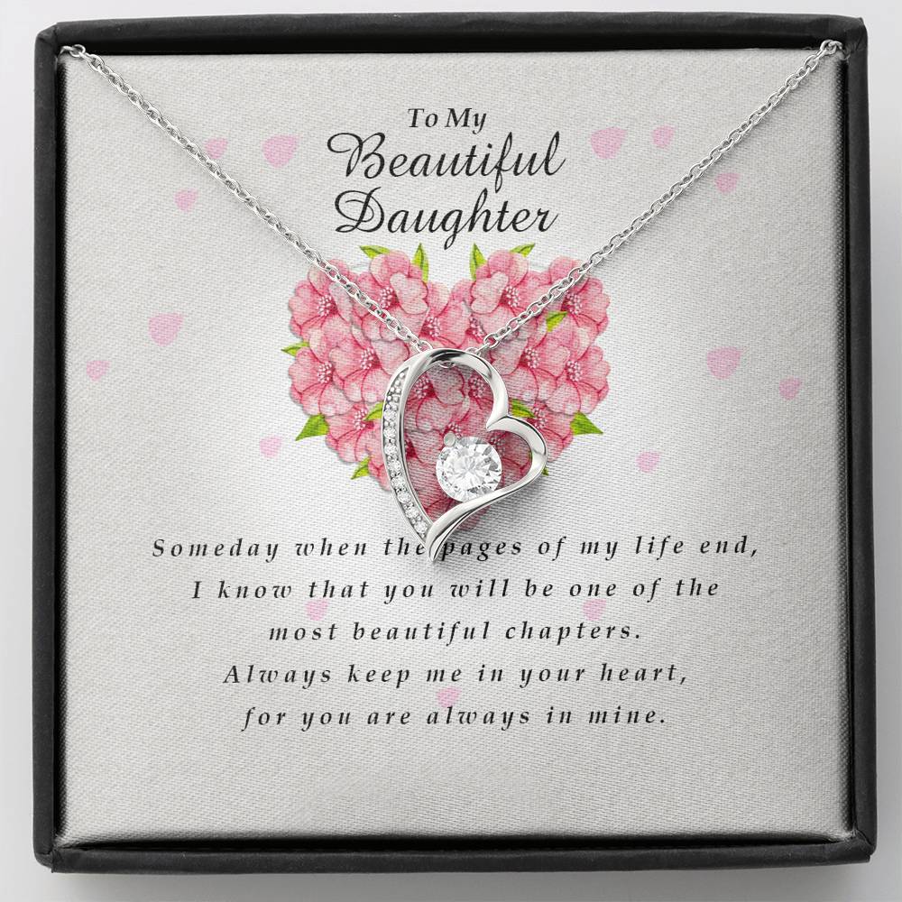Forever Heart Necklace, To My Beautiful Daughter, Gift from Mom / Dad