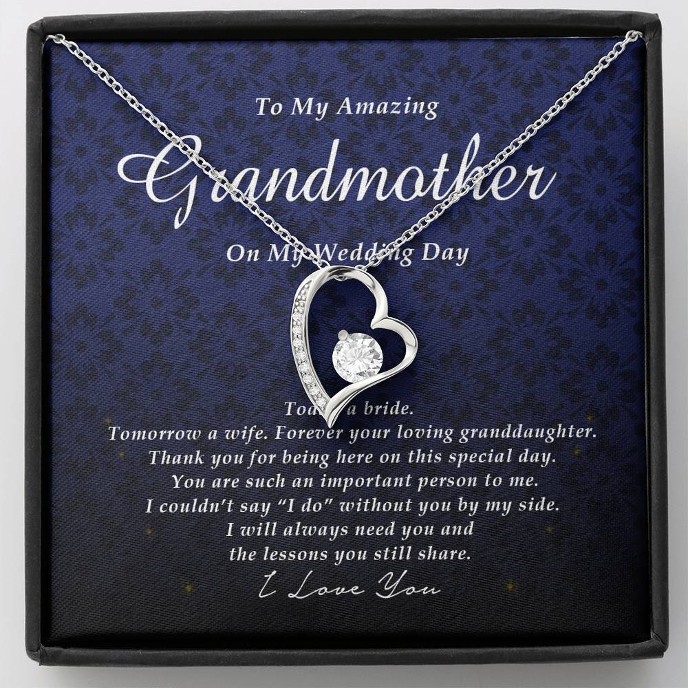 Forever Heart Necklace, To My Grandmother on My Wedding Day, Gift from Bride, Wedding Gift from Granddaughter