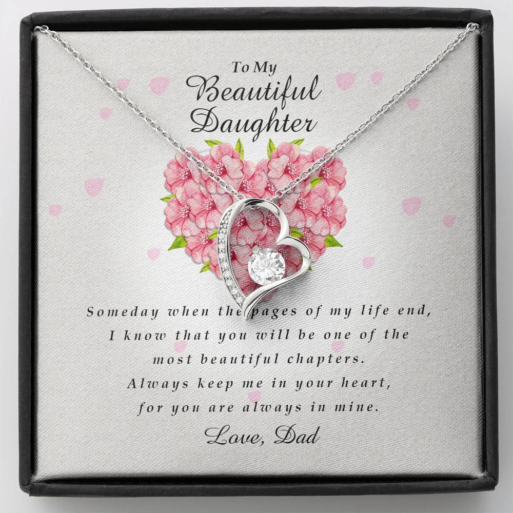 Forever Heart Necklace, To My Beautiful Daughter, Gift from Dad