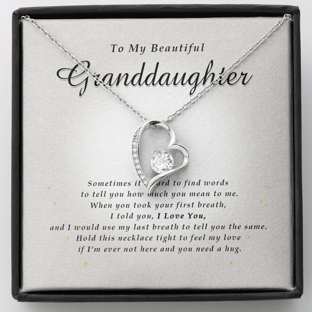Forever Heart Necklace, To My Beautiful Granddaughter, With Love From Grandma / Grandpa