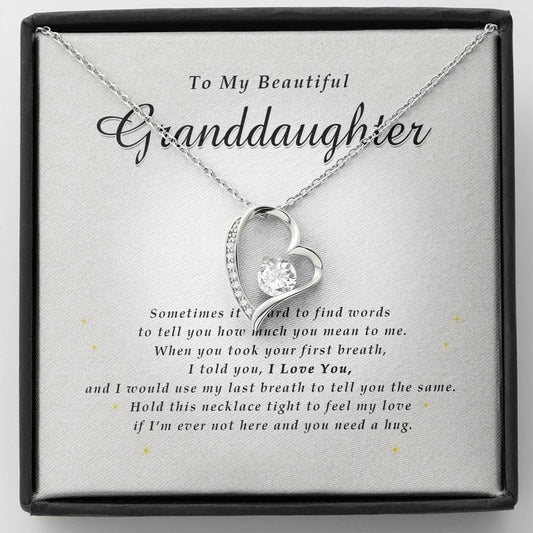 Forever Heart Necklace, To My Beautiful Granddaughter, With Love From Grandma / Grandpa