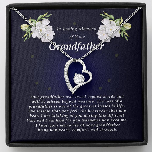 Forever Heart Necklace, Memorial Gift For Loss of Grandfather