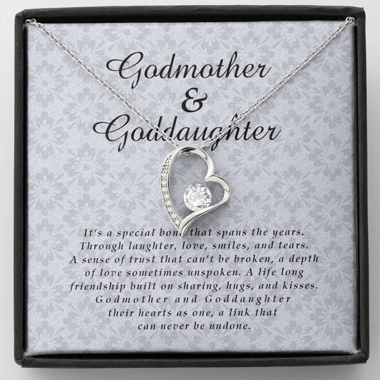 Godmother and Goddaughter Jewelry Card, Forever Heart Necklace