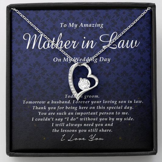 Forever Heart Necklace, To My Mother In Law on My Wedding Day, Gift from Groom, Wedding Gift from Son In Law