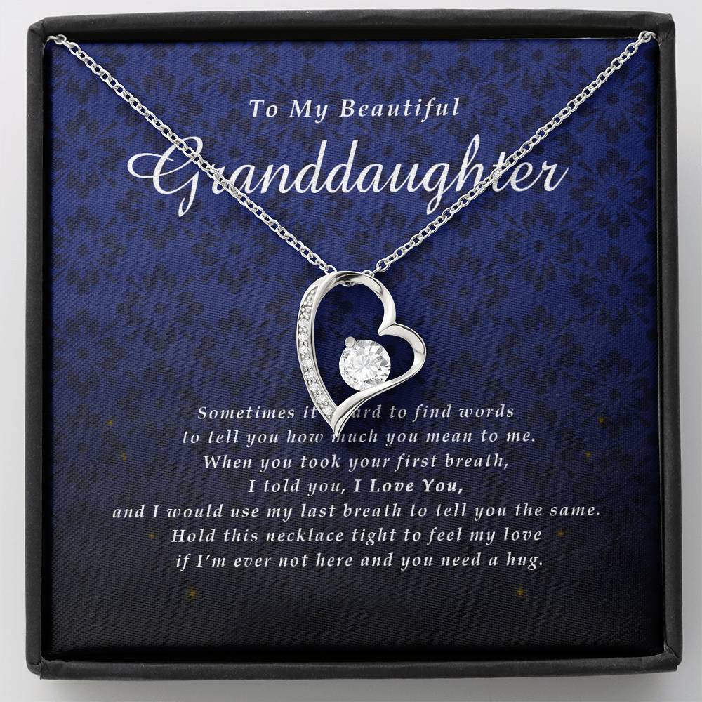 Forever Heart Necklace, To My Beautiful Granddaughter, With Love From Grandma / Grandpa