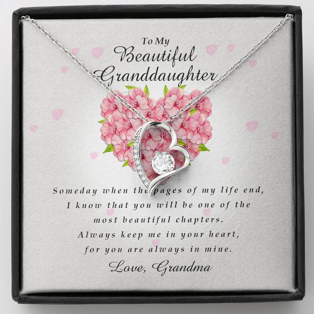 Forever Heart Necklace, To My Beautiful Granddaughter, Gift from Grandma