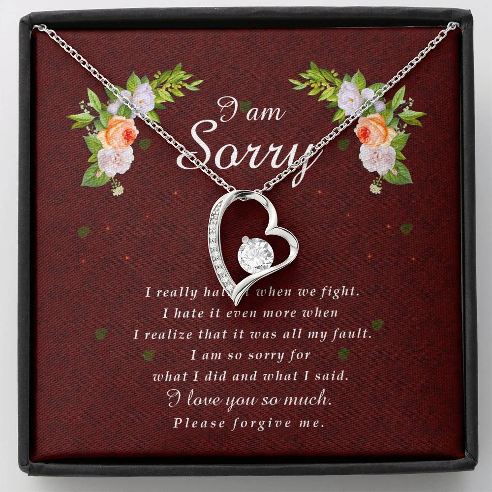 Forever Heart Necklace, I'm Sorry Card, Apology Gift For Her, Forgiveness Gift, I’m Sorry Gift For Wife / Girlfriend, Gift To Say Sorry