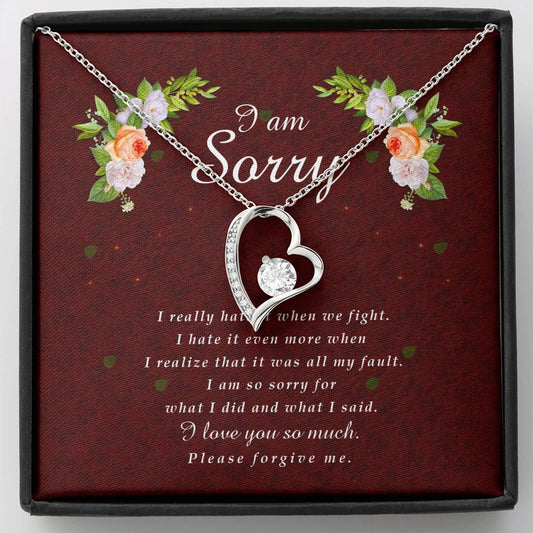 Forever Heart Necklace, I'm Sorry Card, Apology Gift For Her, Forgiveness Gift, I’m Sorry Gift For Wife / Girlfriend, Gift To Say Sorry