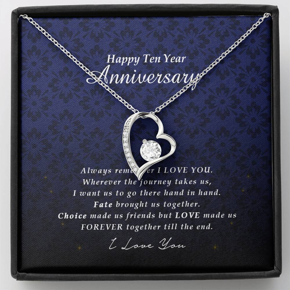 Forever Heart Necklace, Ten Year Anniversary Gift