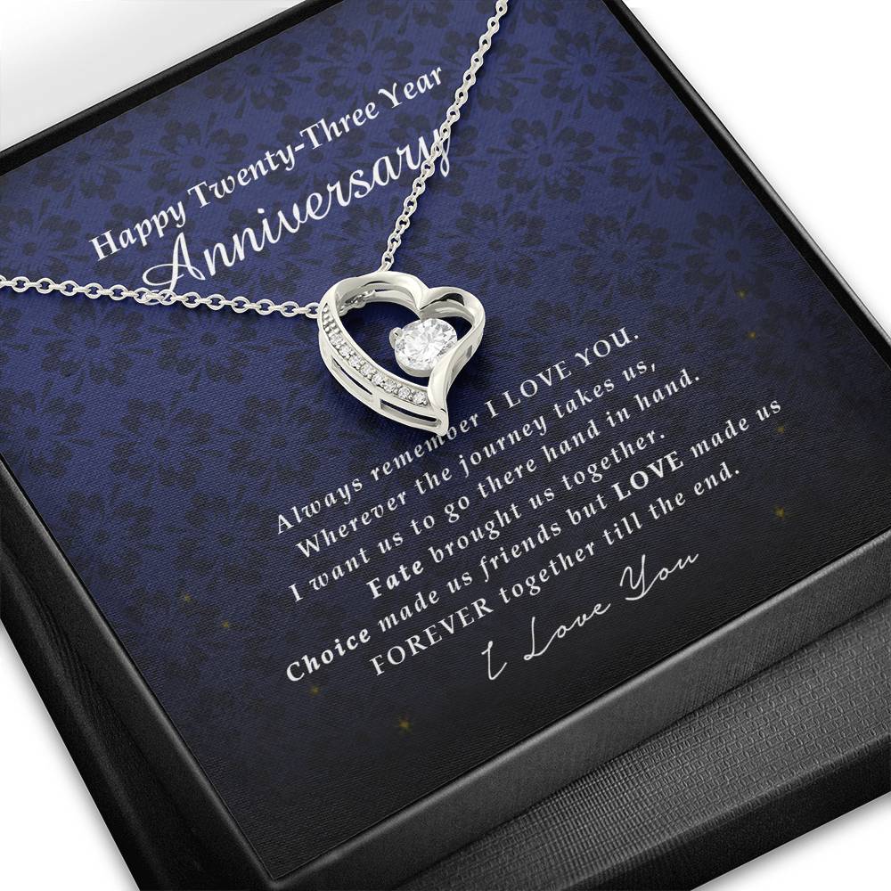 Forever Heart Necklace, Twenty Three Year Anniversary Gift