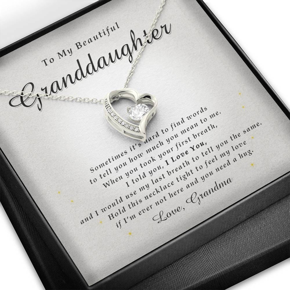 Forever Heart Necklace, To My Beautiful Granddaughter, With Love From Grandma