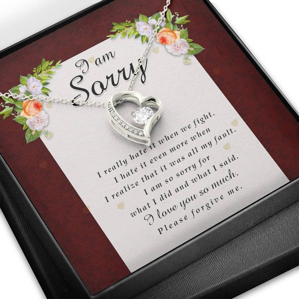Forever Heart Necklace, I'm Sorry Card, Apology Gift For Her, Forgiveness Gift, I’m Sorry Gift For Wife / Girlfriend, Gift To Say Sorry