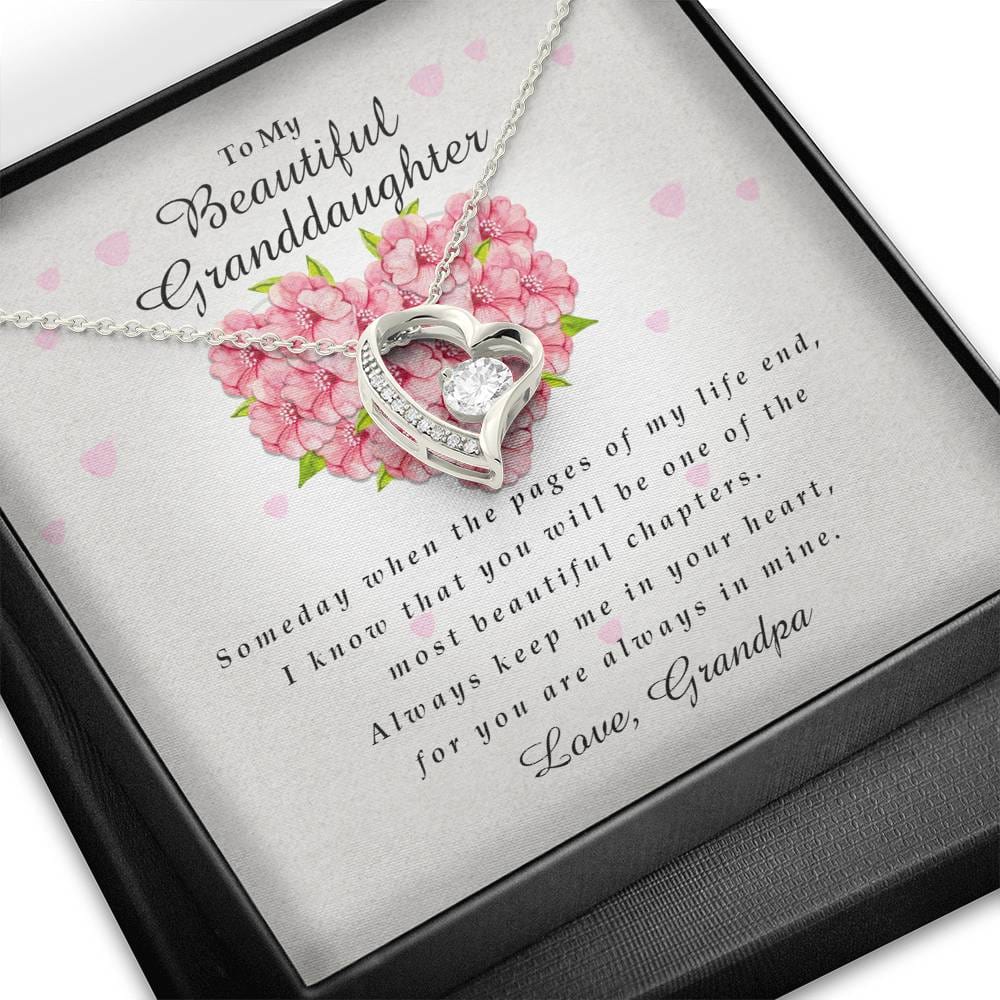 Forever Heart Necklace, To My Beautiful Granddaughter, Gift from Grandpa