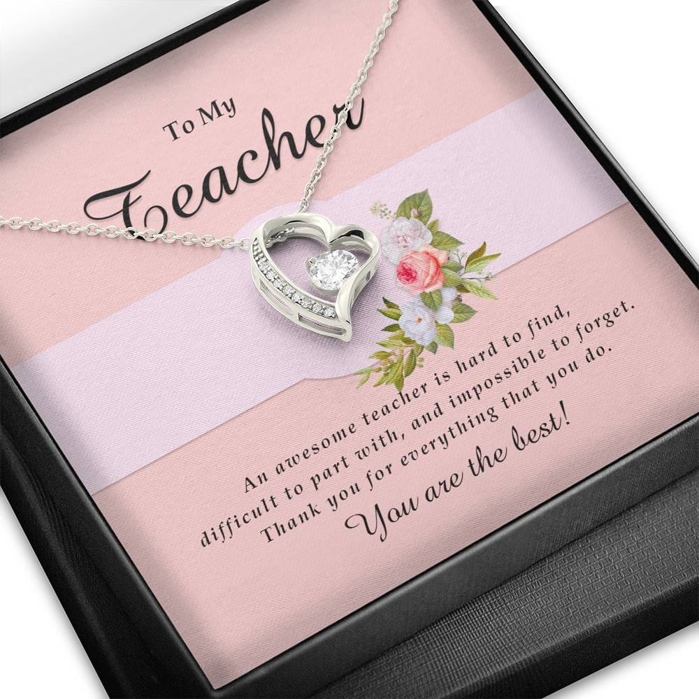 Forever Heart Necklace, Teacher Jewelry Card