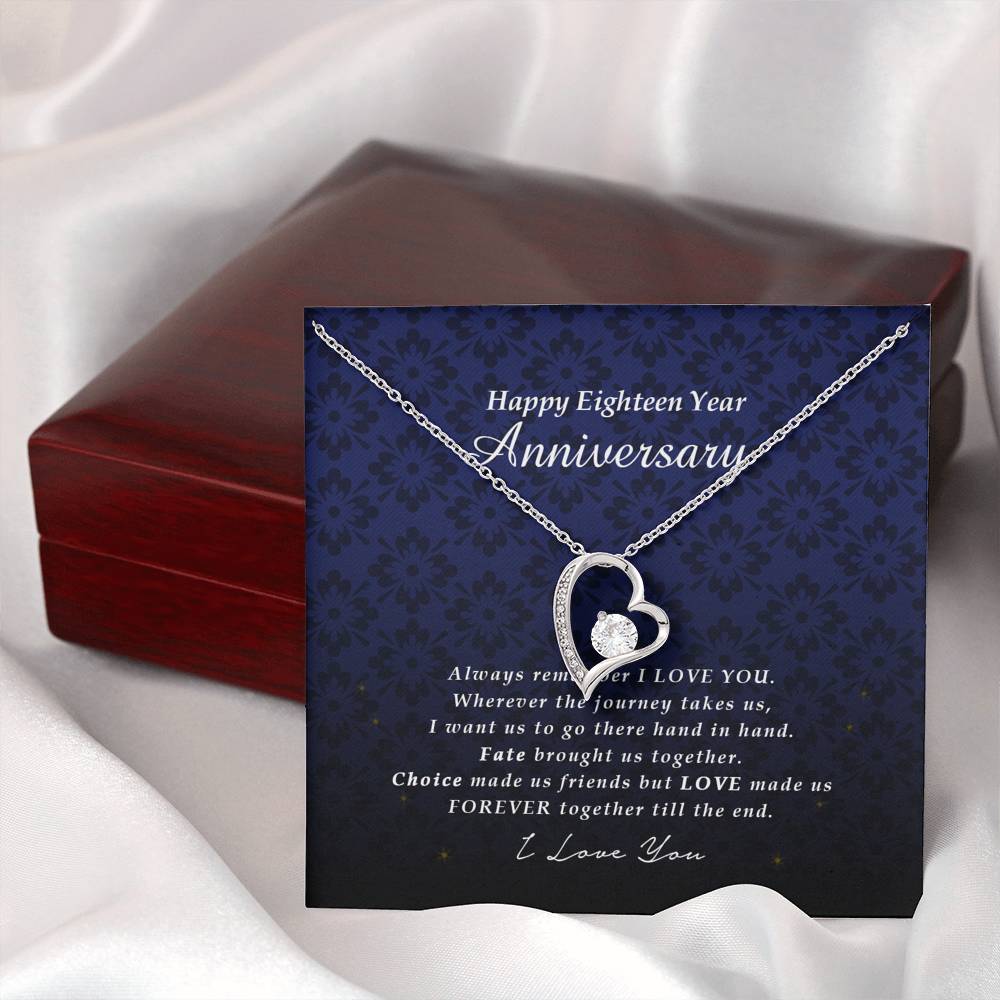 Forever Heart Necklace, Eighteen Year Anniversary Gift