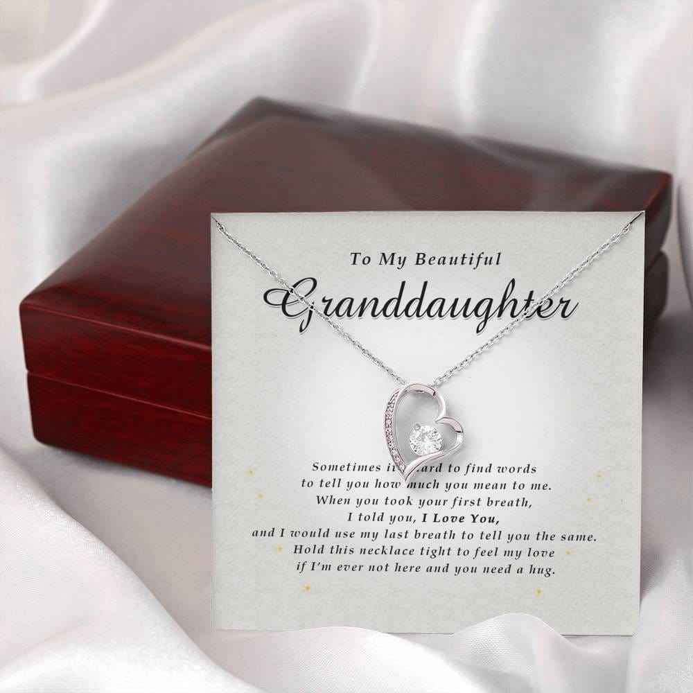 Forever Heart Necklace, To My Beautiful Granddaughter, With Love From Grandma / Grandpa