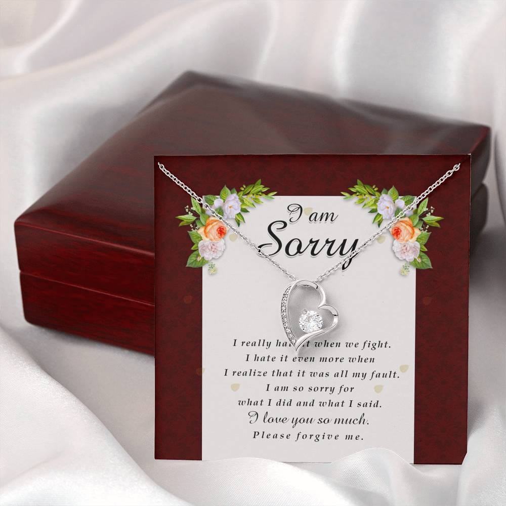 Forever Heart Necklace, I'm Sorry Card, Apology Gift For Her, Forgiveness Gift, I’m Sorry Gift For Wife / Girlfriend, Gift To Say Sorry