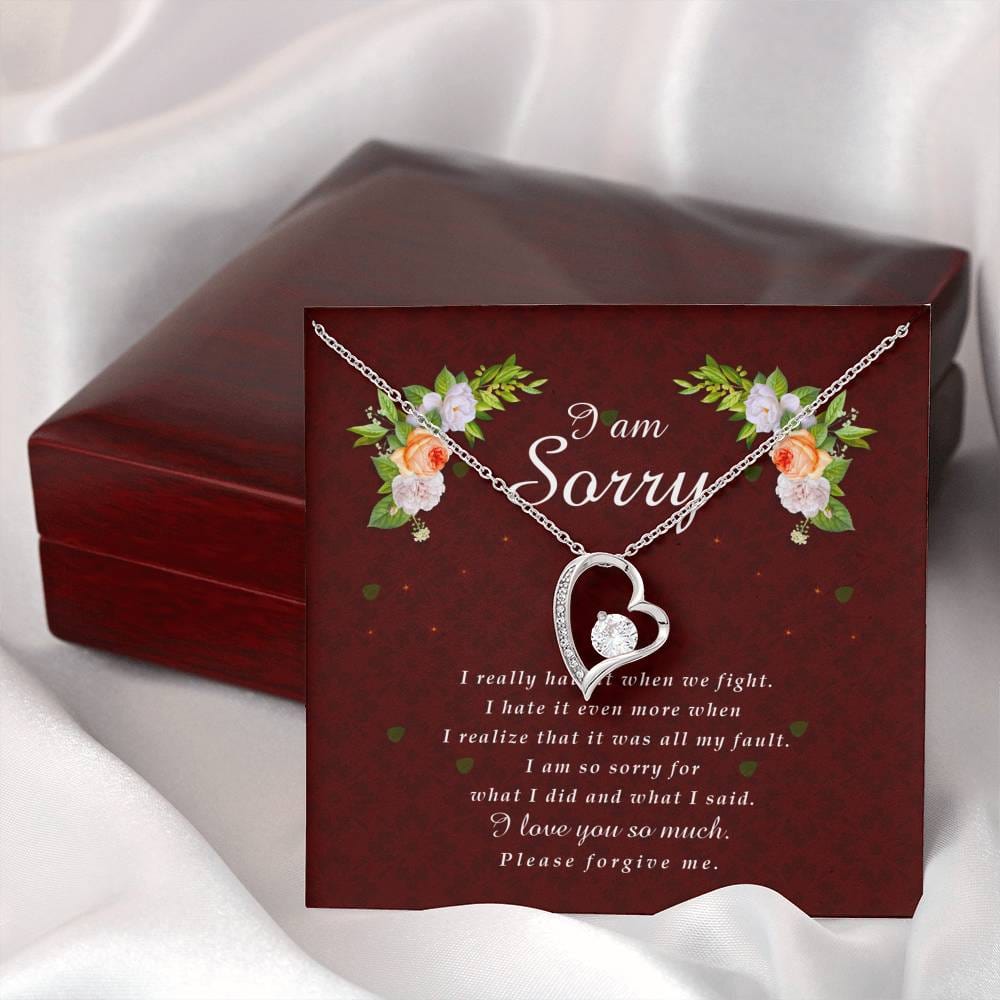 Forever Heart Necklace, I'm Sorry Card, Apology Gift For Her, Forgiveness Gift, I’m Sorry Gift For Wife / Girlfriend, Gift To Say Sorry