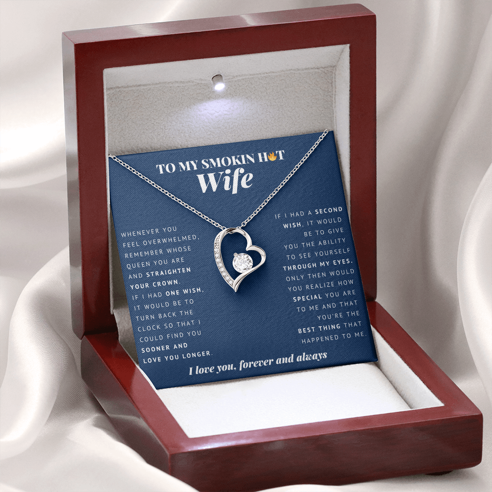 Forever Heart Necklace | To My Smokin Hot Wife | Wife Gift | Wife Jewelry | Wife Anniversary Gift | Christmas Gift Idea For Wife