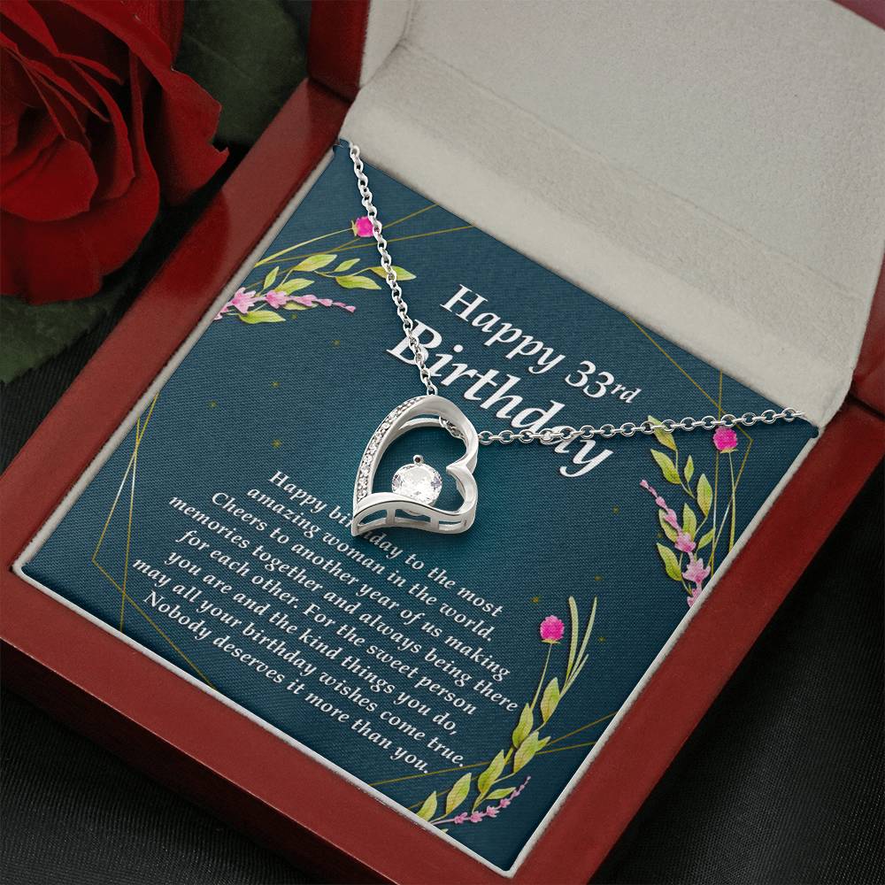 33rd Birthday Gift, Forever Heart Necklace