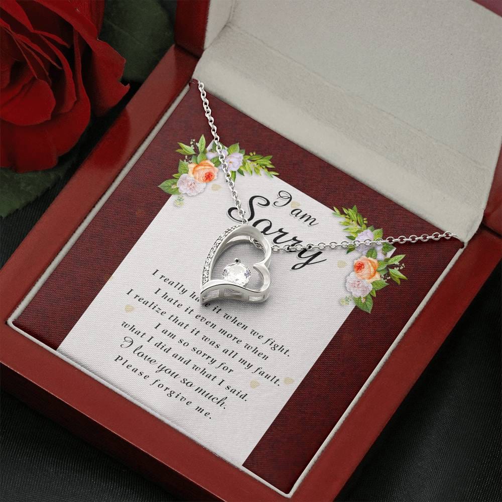 Forever Heart Necklace, I'm Sorry Card, Apology Gift For Her, Forgiveness Gift, I’m Sorry Gift For Wife / Girlfriend, Gift To Say Sorry