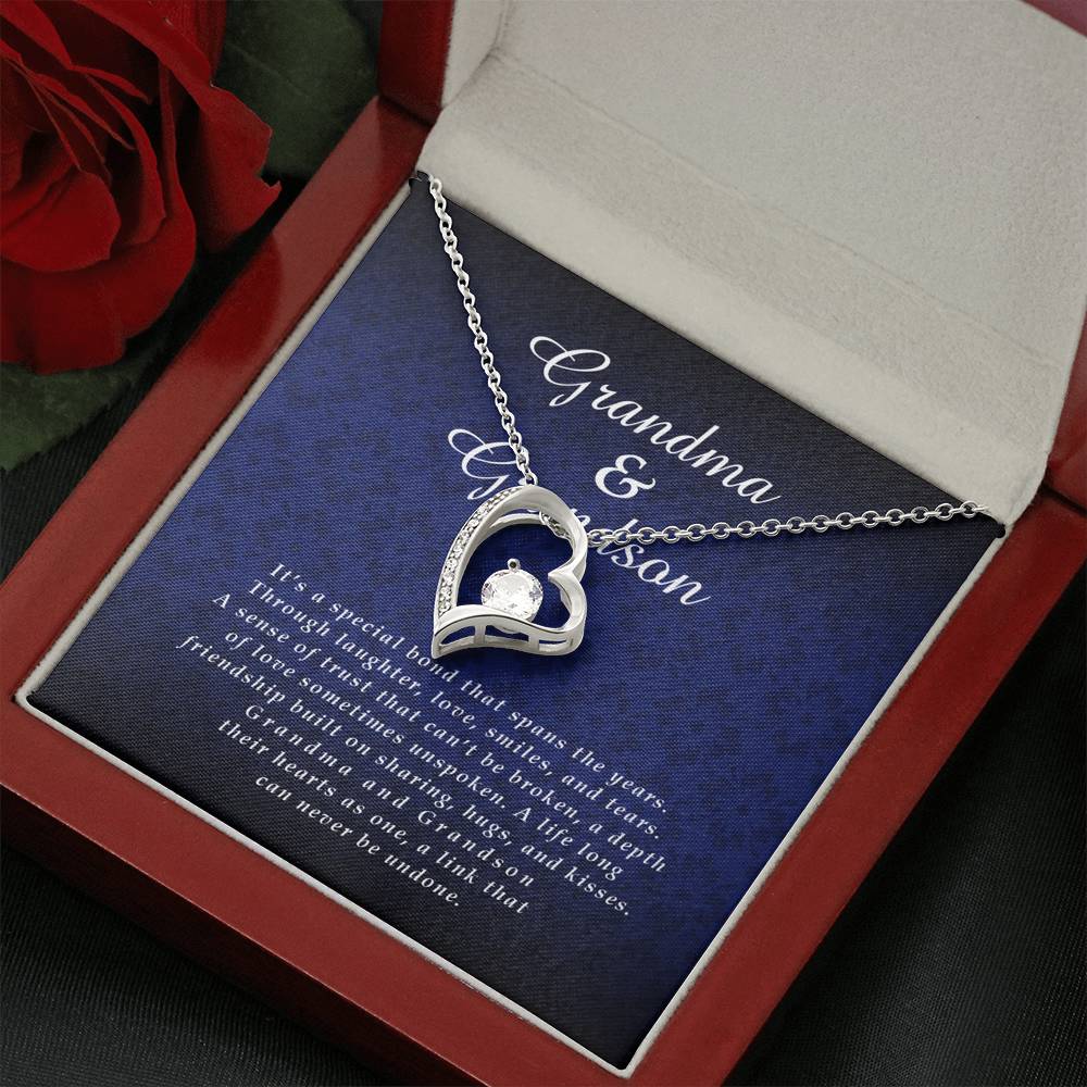 Forever Heart Necklace, Grandma Jewelry Card from Grandson