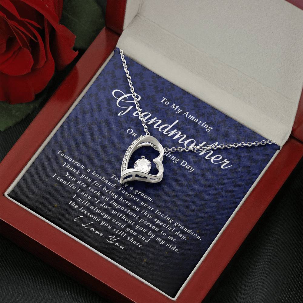 Forever Heart Necklace, To My Grandmother on My Wedding Day, Gift from Groom, Wedding Gift from Grandson
