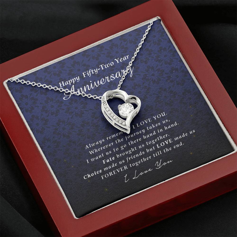 52 Year Anniversary Gift, Forever Heart Necklace