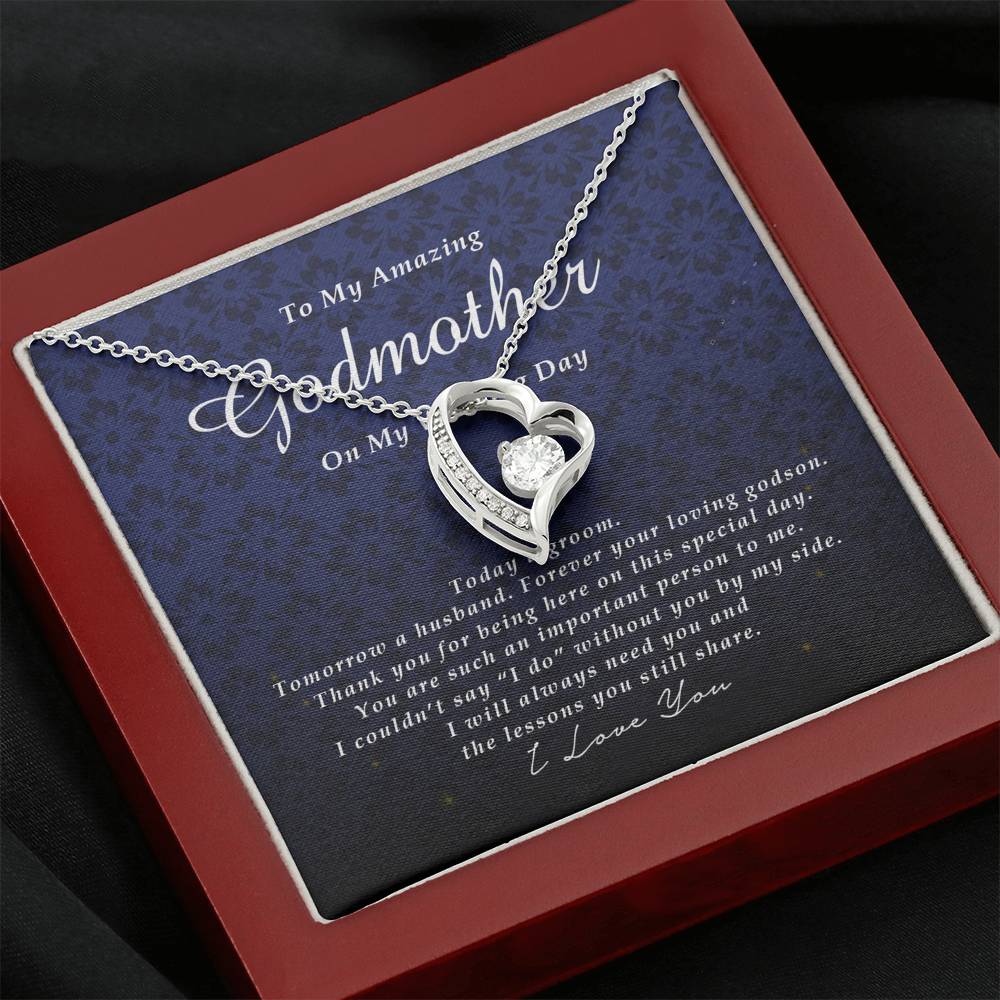 Forever Heart Necklace, To My Godmother on My Wedding Day, Gift from Groom, Wedding Gift from Godson