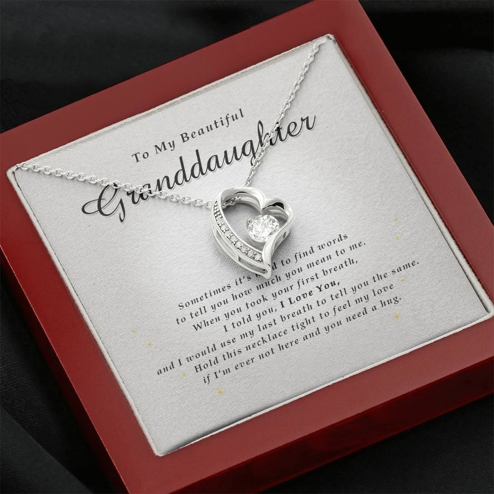 Forever Heart Necklace, To My Beautiful Granddaughter, With Love From Grandma / Grandpa