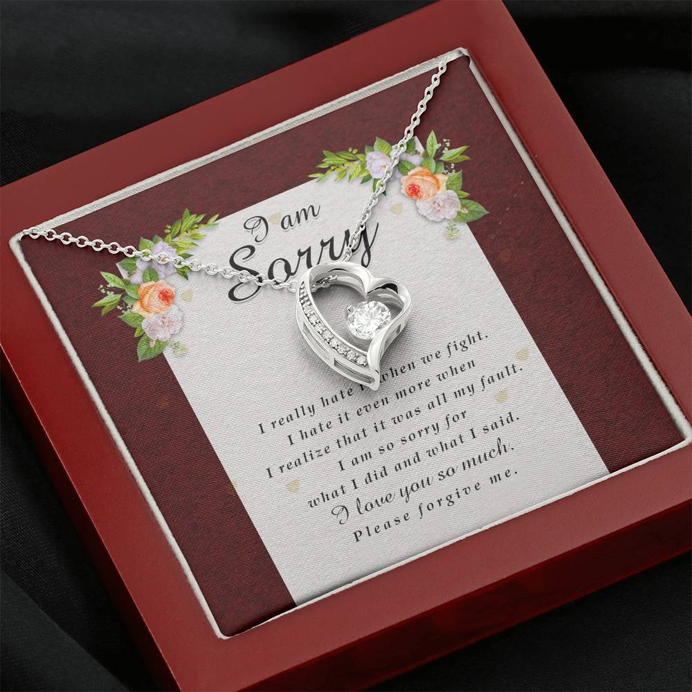 Forever Heart Necklace, I'm Sorry Card, Apology Gift For Her, Forgiveness Gift, I’m Sorry Gift For Wife / Girlfriend, Gift To Say Sorry