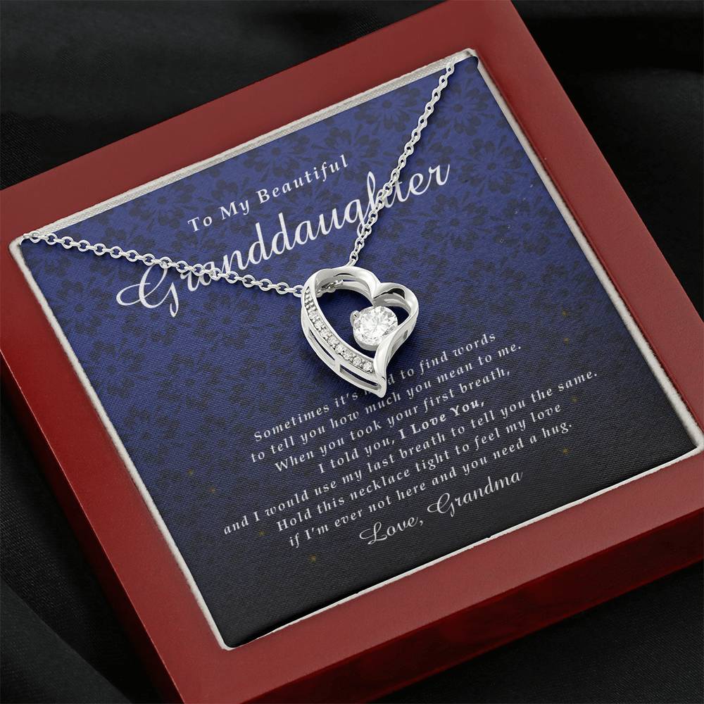 Forever Heart Necklace, To My Beautiful Granddaughter, With Love From Grandma