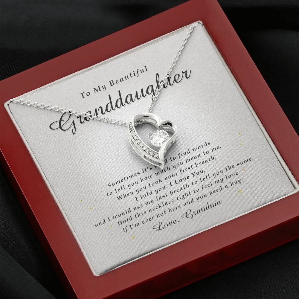 Forever Heart Necklace, To My Beautiful Granddaughter, With Love From Grandma