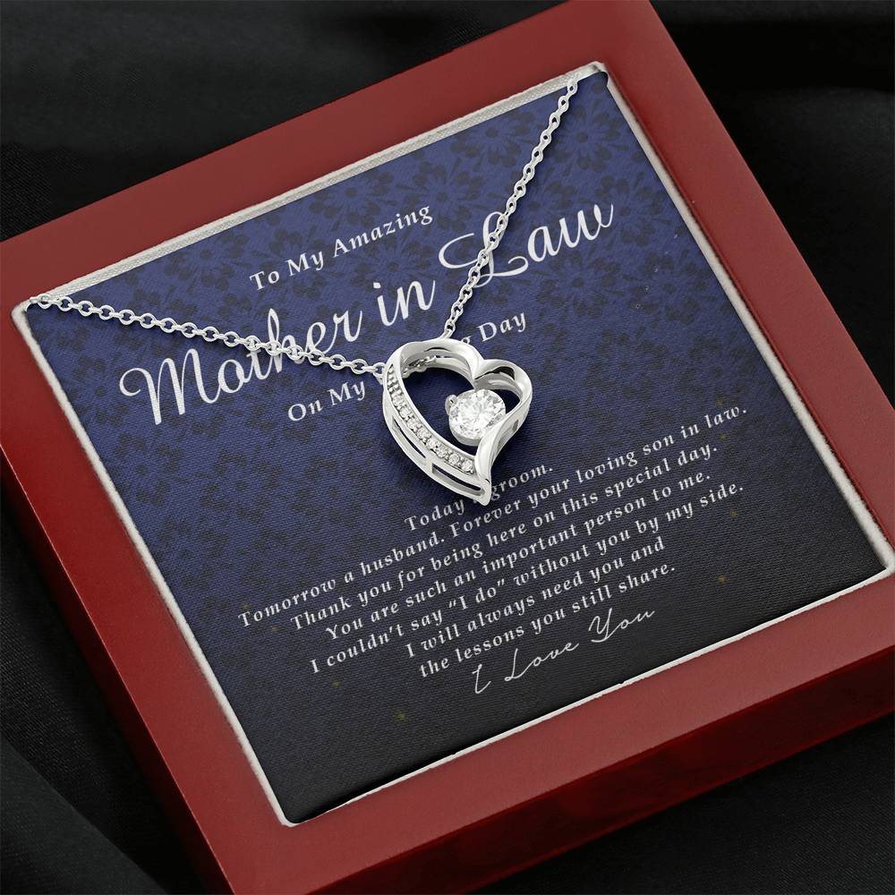 Forever Heart Necklace, To My Mother In Law on My Wedding Day, Gift from Groom, Wedding Gift from Son In Law