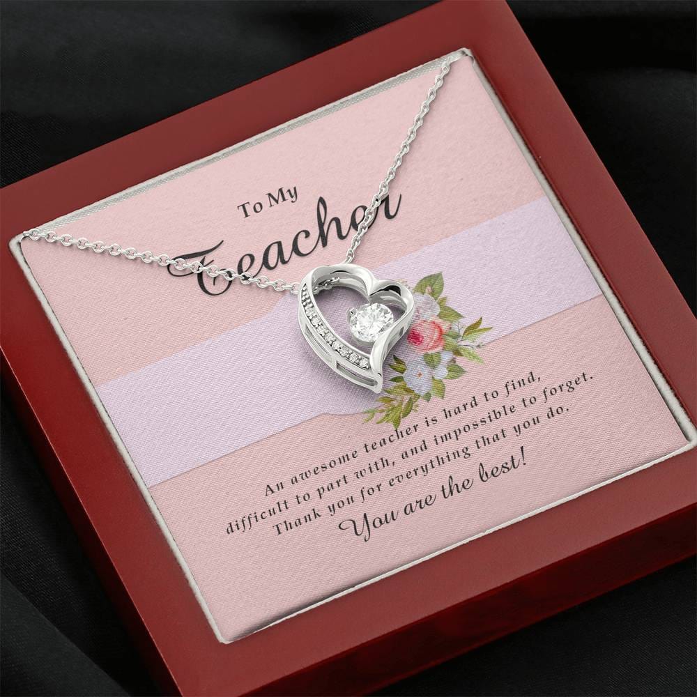 Forever Heart Necklace, Teacher Jewelry Card