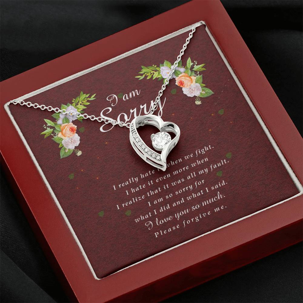 Forever Heart Necklace, I'm Sorry Card, Apology Gift For Her, Forgiveness Gift, I’m Sorry Gift For Wife / Girlfriend, Gift To Say Sorry