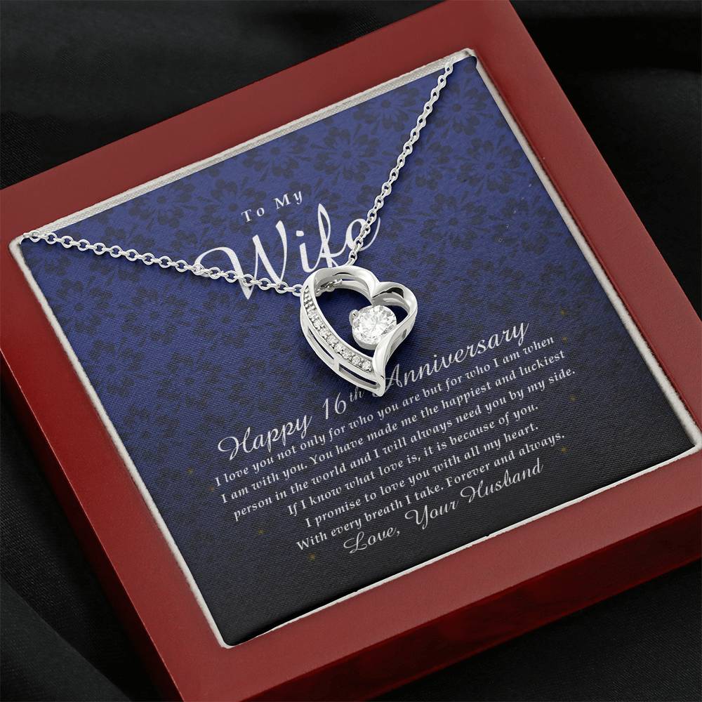 Forever Heart Necklace, Happy 16th Anniversary