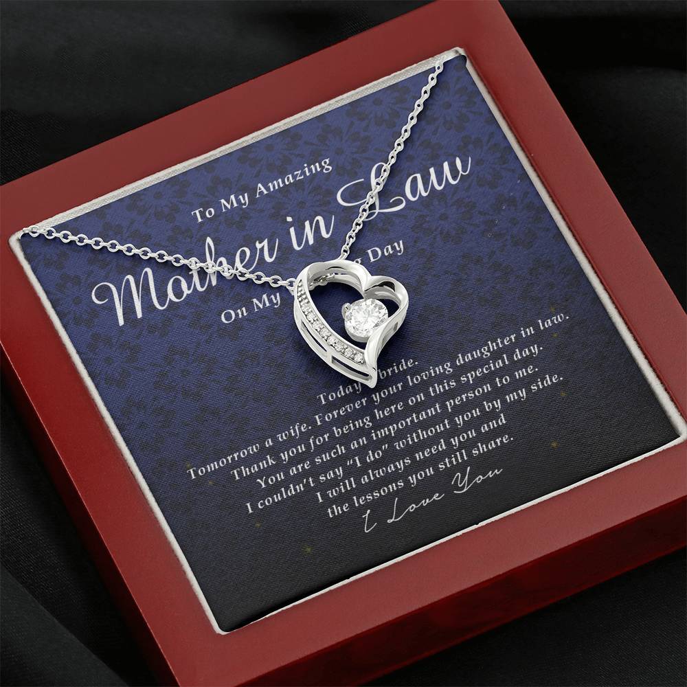 Forever Heart Necklace, To My Mother In Law on My Wedding Day, Gift from Bride, Wedding Gift from Daughter In Law
