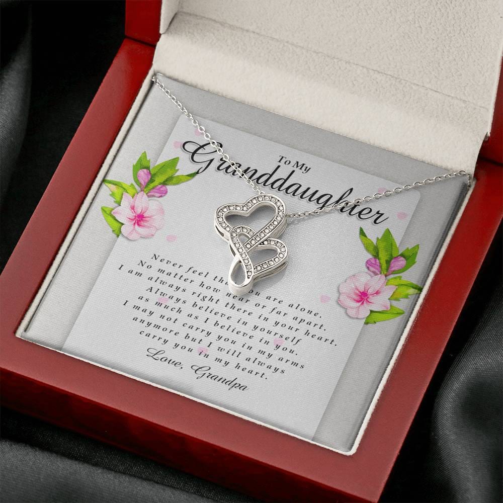 Double Heart Necklace, Granddaughter Gift from Grandpa