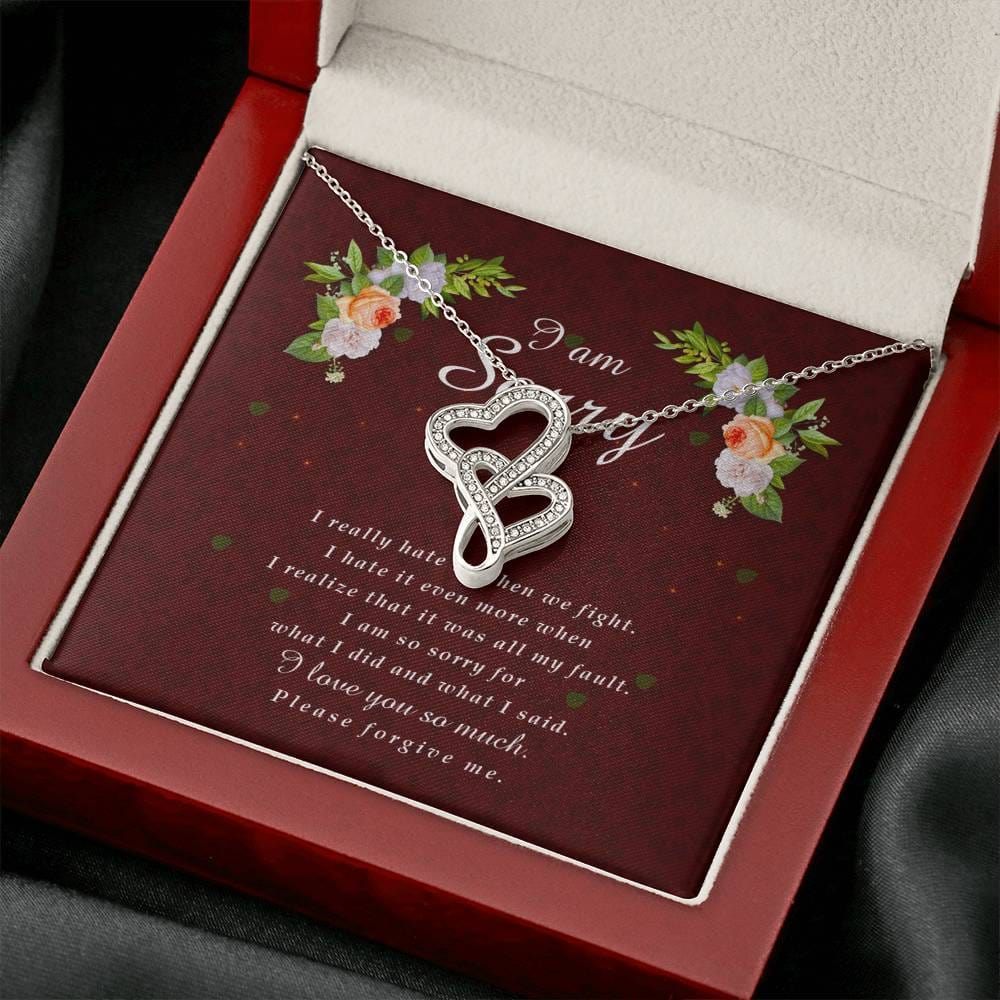 Double Heart Necklace, I'm Sorry Card, Apology Gift For Her, Forgiveness Gift, I’m Sorry Gift For Wife / Girlfriend, Gift To Say Sorry